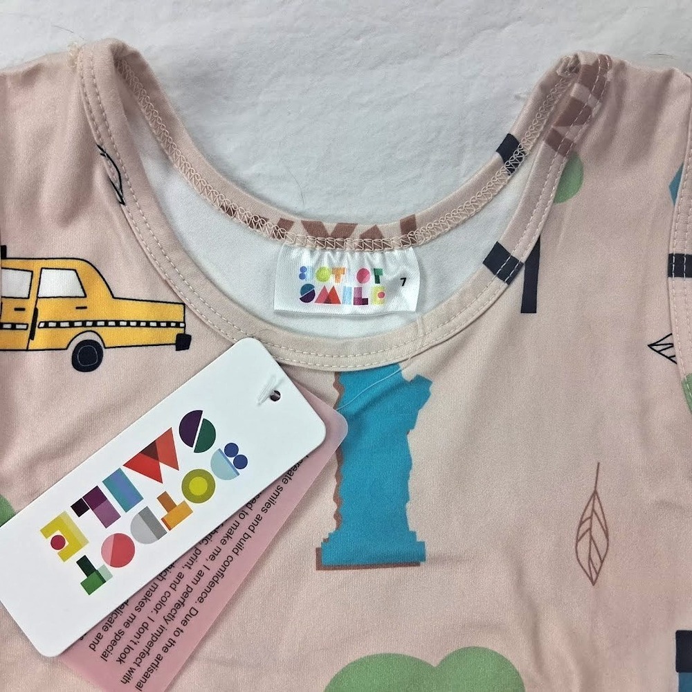 Dot Smile Girls 7 New York Sleeveless Dress Tank Brown NYC Brooklyn NEW - Picture 3 of 4